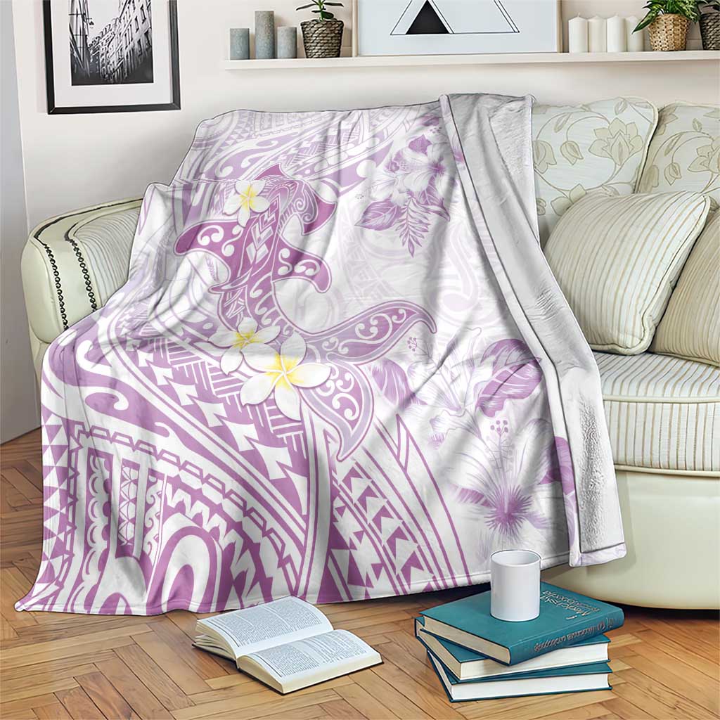 Polynesia Hammerhead Shark Blanket Tropical Flowers Tribal Pattern Lavender LT05 Purple - Polynesian Pride