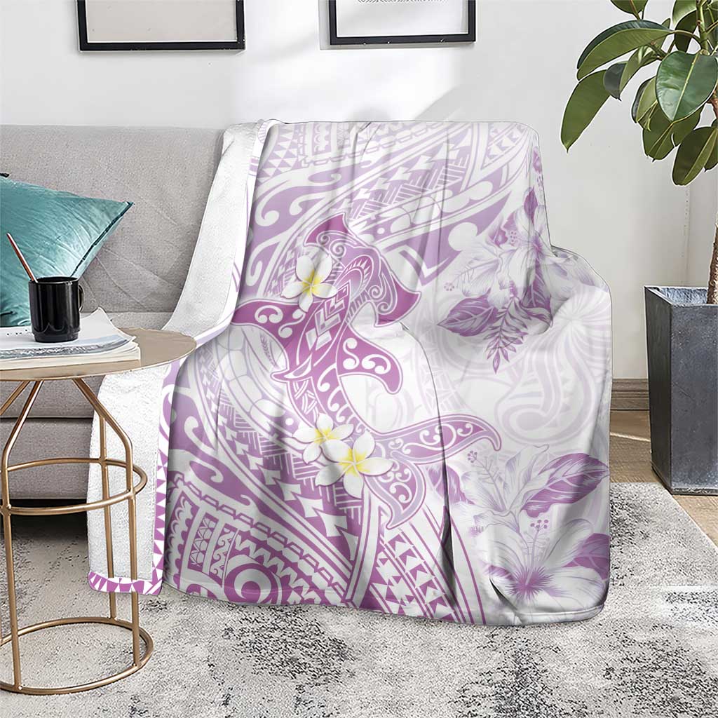 Polynesia Hammerhead Shark Blanket Tropical Flowers Tribal Pattern Lavender LT05 - Polynesian Pride