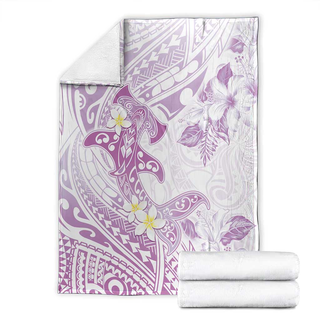 Polynesia Hammerhead Shark Blanket Tropical Flowers Tribal Pattern Lavender LT05 - Polynesian Pride