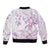 Polynesia Hammerhead Shark Bomber Jacket Tropical Flowers Tribal Pattern Lavender