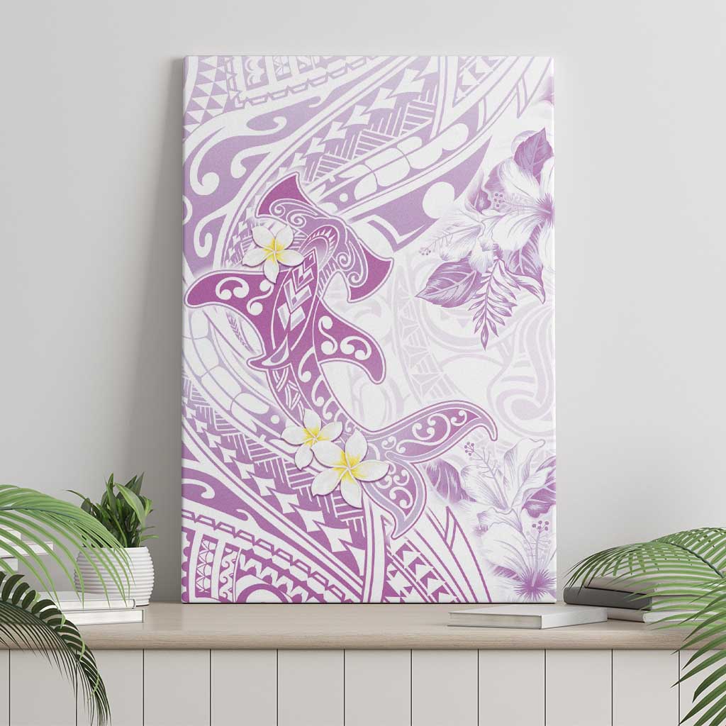Polynesia Hammerhead Shark Canvas Wall Art Tropical Flowers Tribal Pattern Lavender LT05 - Polynesian Pride