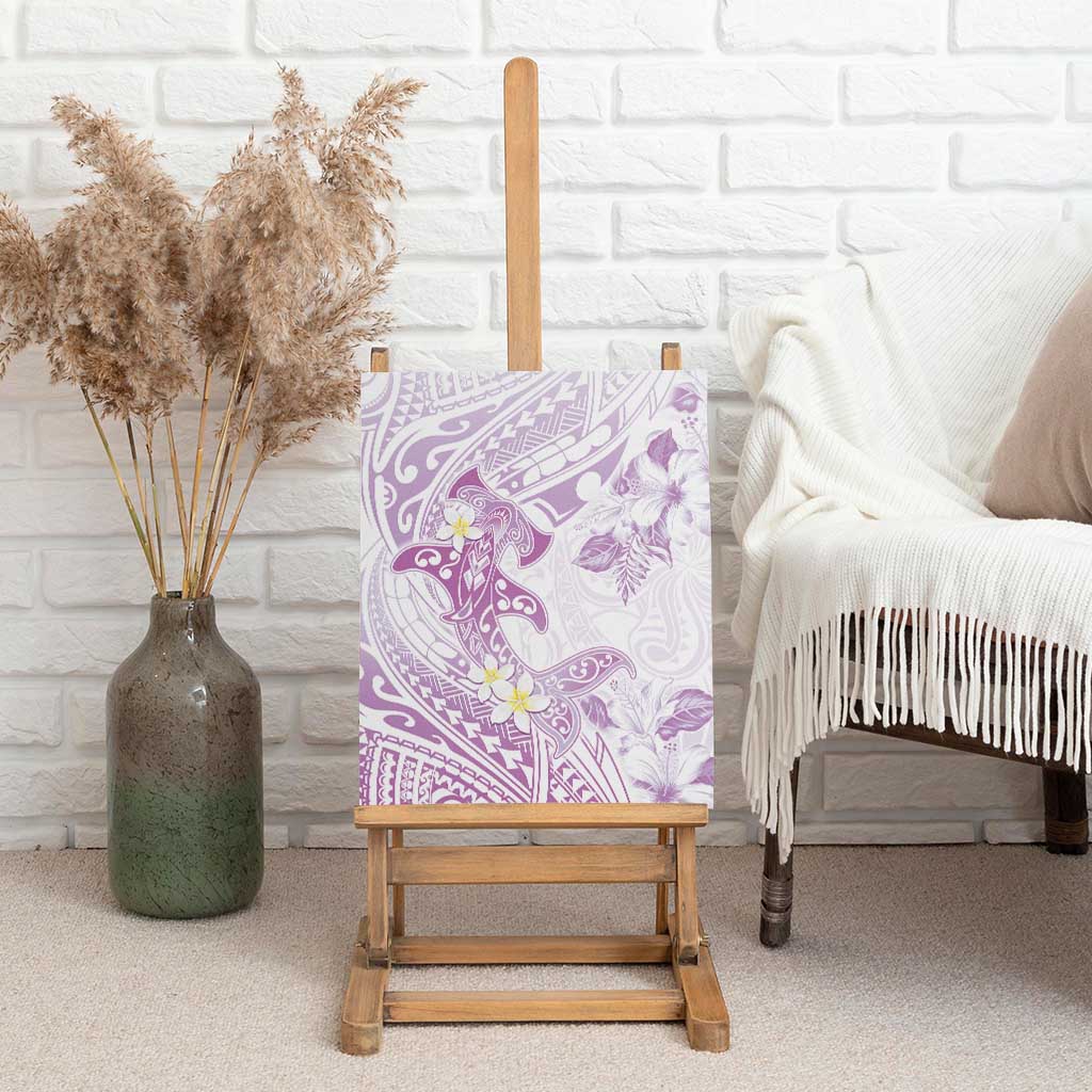 Polynesia Hammerhead Shark Canvas Wall Art Tropical Flowers Tribal Pattern Lavender LT05 - Polynesian Pride