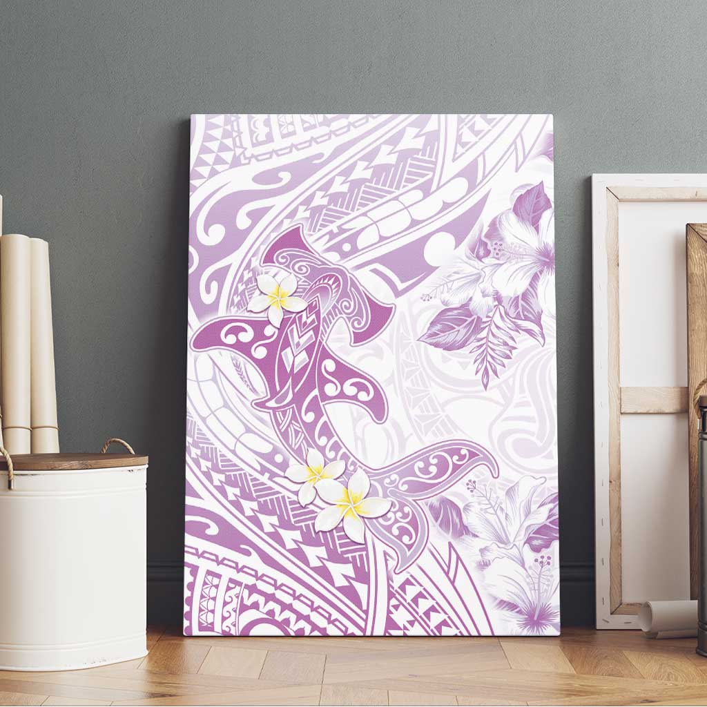 Polynesia Hammerhead Shark Canvas Wall Art Tropical Flowers Tribal Pattern Lavender LT05 - Polynesian Pride