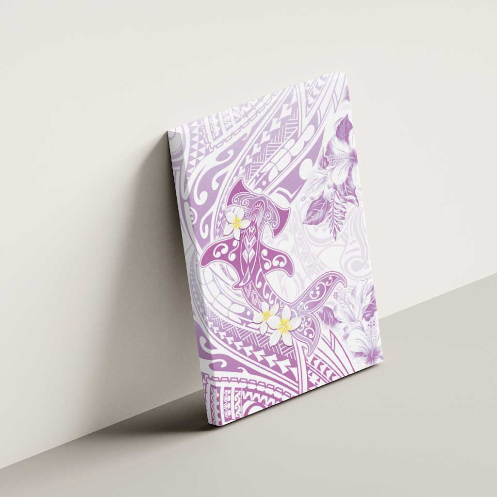 Polynesia Hammerhead Shark Canvas Wall Art Tropical Flowers Tribal Pattern Lavender LT05 - Polynesian Pride