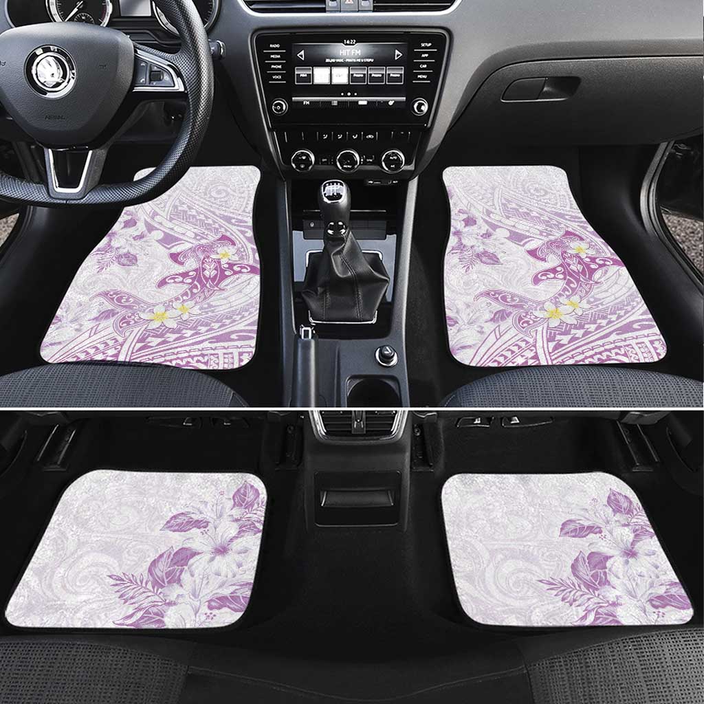 Polynesia Hammerhead Shark Car Mats Tropical Flowers Tribal Pattern Lavender LT05 Set 4pcs Purple - Polynesian Pride