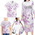 Polynesia Hammerhead Shark Family Matching Long Sleeve Bodycon Dress and Hawaiian Shirt Tropical Flowers Tribal Pattern Lavender