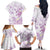 Polynesia Hammerhead Shark Family Matching Off The Shoulder Long Sleeve Dress and Hawaiian Shirt Tropical Flowers Tribal Pattern Lavender