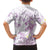 Polynesia Hammerhead Shark Family Matching Off Shoulder Short Dress and Hawaiian Shirt Tropical Flowers Tribal Pattern Lavender