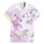 Polynesia Hammerhead Shark Family Matching Off Shoulder Short Dress and Hawaiian Shirt Tropical Flowers Tribal Pattern Lavender