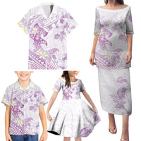 Polynesia Hammerhead Shark Family Matching Puletasi and Hawaiian Shirt Tropical Flowers Tribal Pattern Lavender LT05 - Polynesian Pride