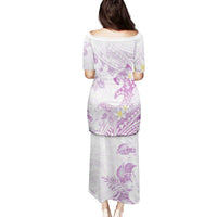 Polynesia Hammerhead Shark Family Matching Puletasi and Hawaiian Shirt Tropical Flowers Tribal Pattern Lavender LT05 - Polynesian Pride