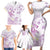 Polynesia Hammerhead Shark Family Matching Short Sleeve Bodycon Dress and Hawaiian Shirt Tropical Flowers Tribal Pattern Lavender