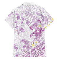 Polynesia Hammerhead Shark Family Matching Short Sleeve Bodycon Dress and Hawaiian Shirt Tropical Flowers Tribal Pattern Lavender LT05 - Polynesian Pride