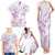 Polynesia Hammerhead Shark Family Matching Tank Maxi Dress and Hawaiian Shirt Tropical Flowers Tribal Pattern Lavender