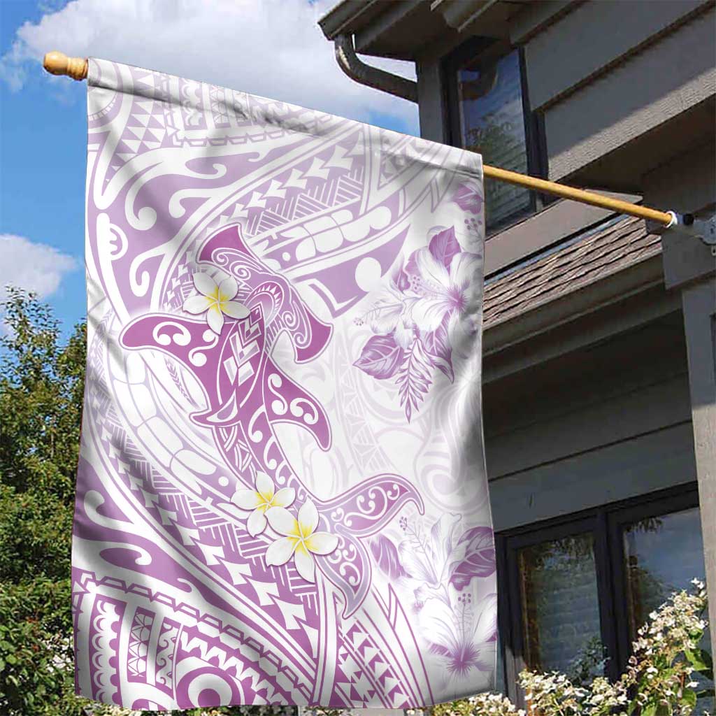 Polynesia Hammerhead Shark Garden Flag Tropical Flowers Tribal Pattern Lavender LT05 - Polynesian Pride