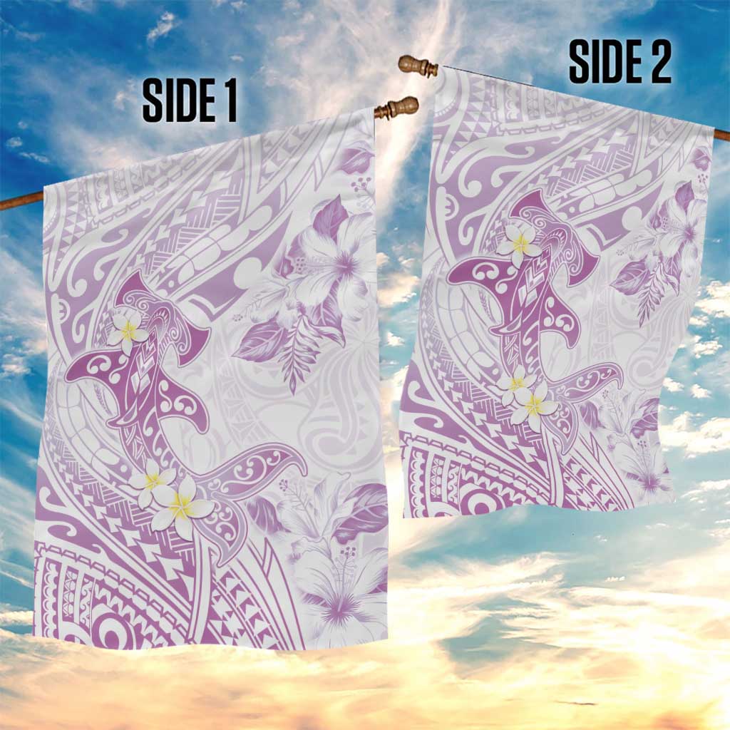 Polynesia Hammerhead Shark Garden Flag Tropical Flowers Tribal Pattern Lavender LT05 - Polynesian Pride