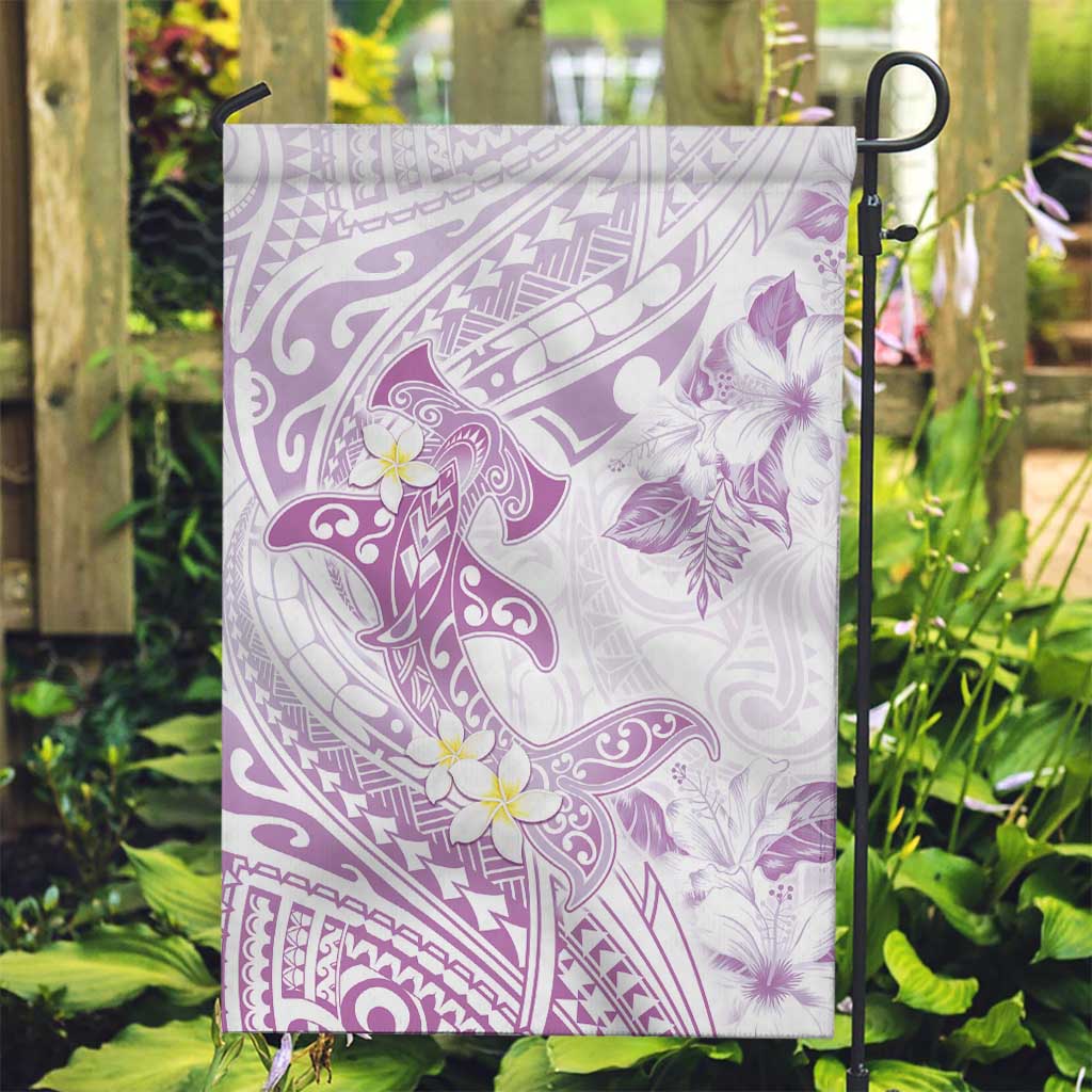 Polynesia Hammerhead Shark Garden Flag Tropical Flowers Tribal Pattern Lavender LT05 Garden Flag Purple - Polynesian Pride