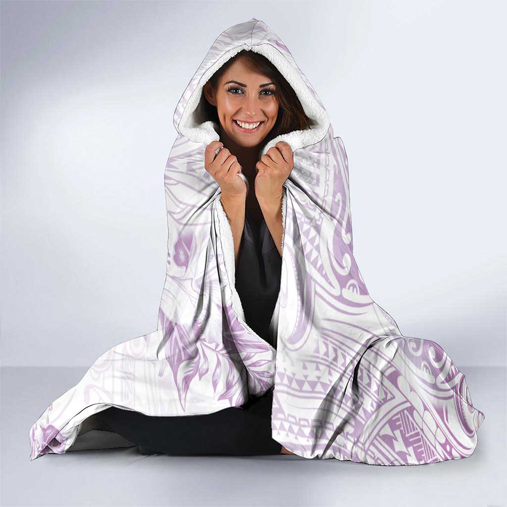 Polynesia Hammerhead Shark Hooded Blanket Tropical Flowers Tribal Pattern Lavender LT05 - Polynesian Pride