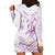 Polynesia Hammerhead Shark Hoodie Dress Tropical Flowers Tribal Pattern Lavender