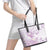 Polynesia Hammerhead Shark Leather Tote Bag Tropical Flowers Tribal Pattern Lavender