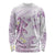 Polynesia Hammerhead Shark Long Sleeve Shirt Tropical Flowers Tribal Pattern Lavender