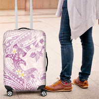 Polynesia Hammerhead Shark Luggage Cover Tropical Flowers Tribal Pattern Lavender