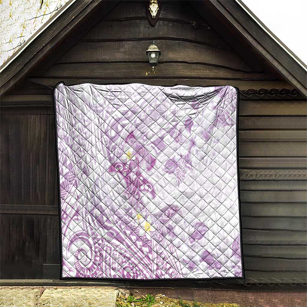 Polynesia Hammerhead Shark Quilt Tropical Flowers Tribal Pattern Lavender