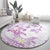 Polynesia Hammerhead Shark Round Carpet Tropical Flowers Tribal Pattern Lavender