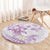 Polynesia Hammerhead Shark Round Carpet Tropical Flowers Tribal Pattern Lavender