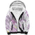 Polynesia Hammerhead Shark Sherpa Hoodie Tropical Flowers Tribal Pattern Lavender