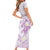 Polynesia Hammerhead Shark Short Sleeve Bodycon Dress Tropical Flowers Tribal Pattern Lavender