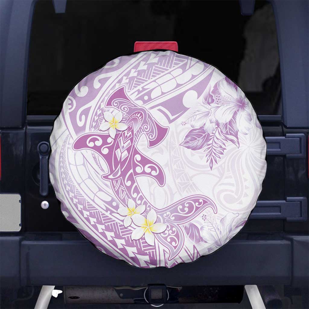Polynesia Hammerhead Shark Spare Tire Cover Tropical Flowers Tribal Pattern Lavender LT05 - Polynesian Pride