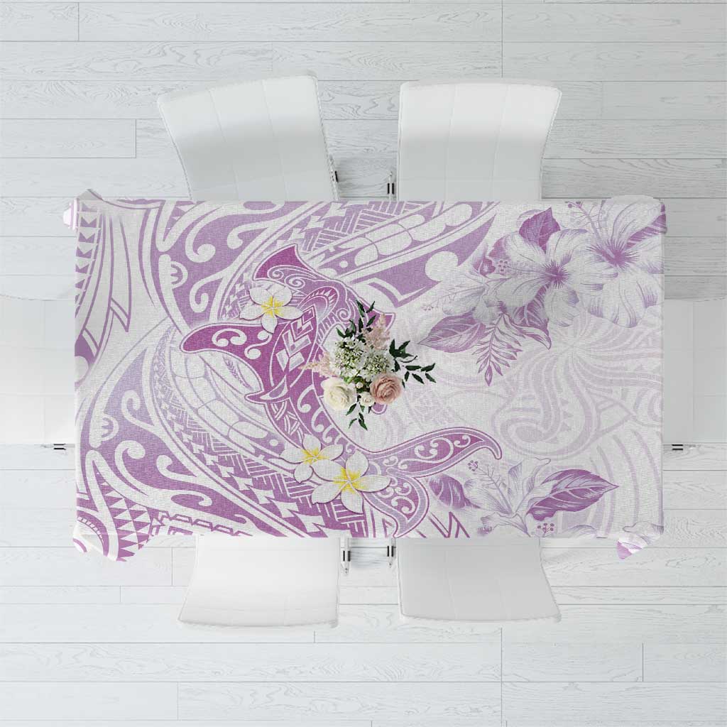 Polynesia Hammerhead Shark Tablecloth Tropical Flowers Tribal Pattern Lavender LT05 Purple - Polynesian Pride