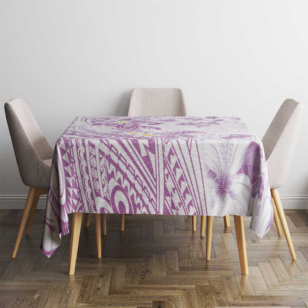 Polynesia Hammerhead Shark Tablecloth Tropical Flowers Tribal Pattern Lavender LT05 - Polynesian Pride