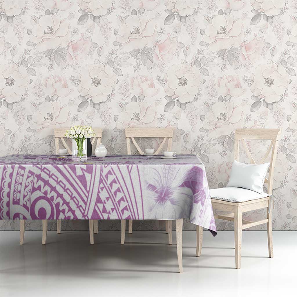 Polynesia Hammerhead Shark Tablecloth Tropical Flowers Tribal Pattern Lavender LT05 - Polynesian Pride
