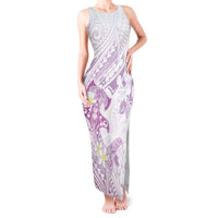 Polynesia Hammerhead Shark Tank Maxi Dress Tropical Flowers Tribal Pattern Lavender LT05 Women Purple - Polynesian Pride