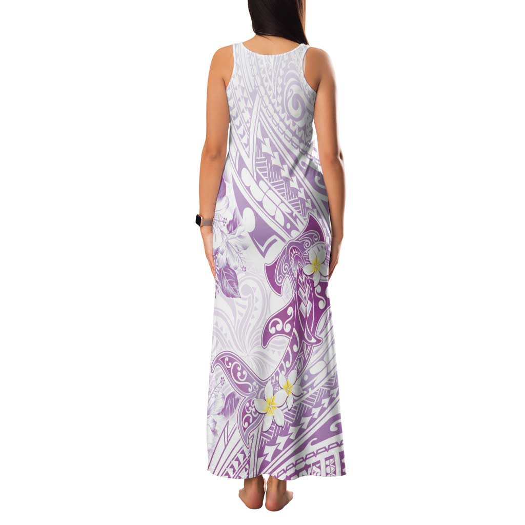 Polynesia Hammerhead Shark Tank Maxi Dress Tropical Flowers Tribal Pattern Lavender LT05 - Polynesian Pride