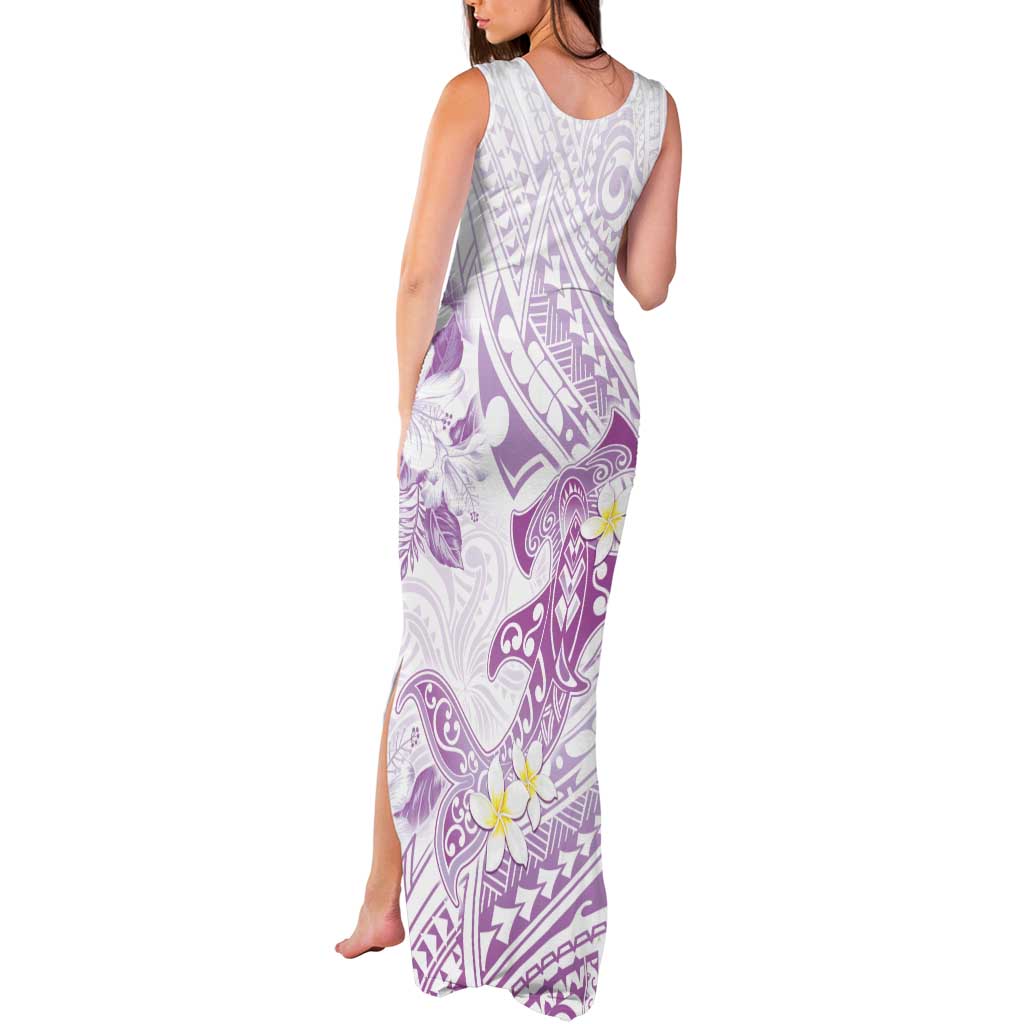 Polynesia Hammerhead Shark Tank Maxi Dress Tropical Flowers Tribal Pattern Lavender LT05 - Polynesian Pride
