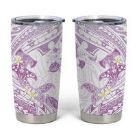 Polynesia Hammerhead Shark Tumbler Cup Tropical Flowers Tribal Pattern Lavender LT05 Purple - Polynesian Pride