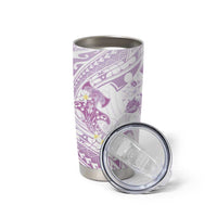 Polynesia Hammerhead Shark Tumbler Cup Tropical Flowers Tribal Pattern Lavender LT05 - Polynesian Pride