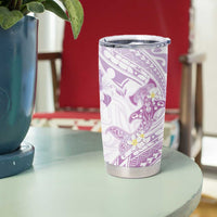 Polynesia Hammerhead Shark Tumbler Cup Tropical Flowers Tribal Pattern Lavender LT05 - Polynesian Pride