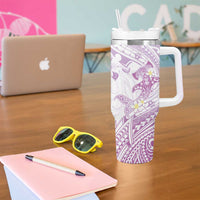 Polynesia Hammerhead Shark Tumbler With Handle Tropical Flowers Tribal Pattern Lavender LT05 - Polynesian Pride