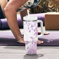 Polynesia Hammerhead Shark Tumbler With Handle Tropical Flowers Tribal Pattern Lavender LT05 - Polynesian Pride