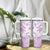 Polynesia Hammerhead Shark Tumbler With Handle Tropical Flowers Tribal Pattern Lavender