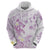 Polynesia Hammerhead Shark Zip Hoodie Tropical Flowers Tribal Pattern Lavender