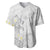 Polynesia Hammerhead Shark Baseball Jersey Tropical Flowers Tribal Pattern White