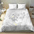 Polynesia Hammerhead Shark Bedding Set Tropical Flowers Tribal Pattern White