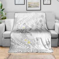 Polynesia Hammerhead Shark Blanket Tropical Flowers Tribal Pattern White LT05 - Polynesian Pride