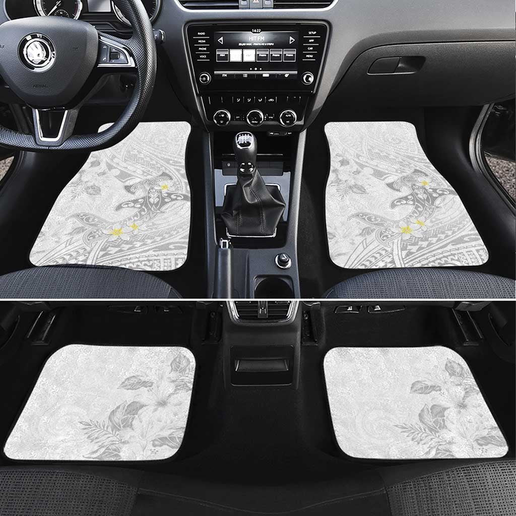 Polynesia Hammerhead Shark Car Mats Tropical Flowers Tribal Pattern White LT05 Set 4pcs White - Polynesian Pride