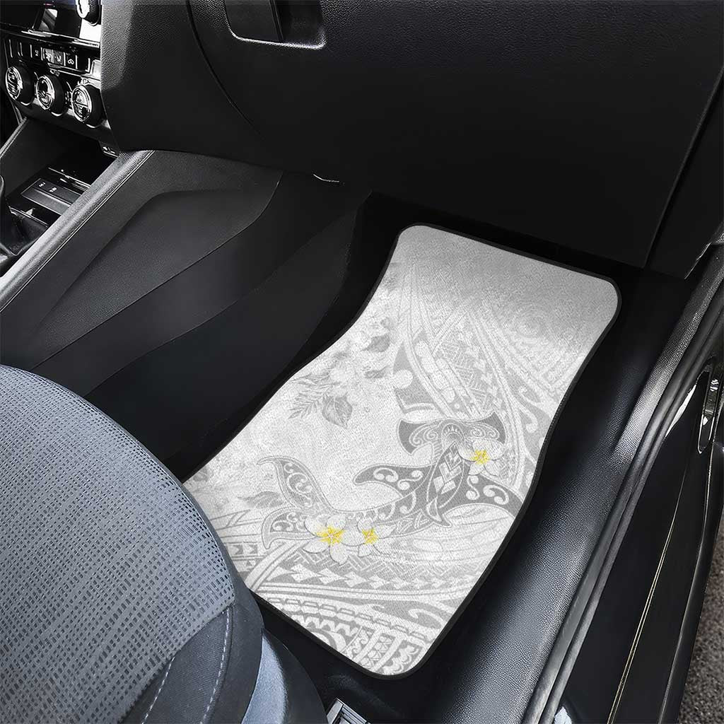 Polynesia Hammerhead Shark Car Mats Tropical Flowers Tribal Pattern White LT05 - Polynesian Pride